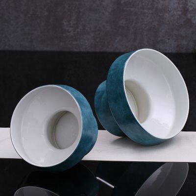 Chinese Hand Made Jingdezhen Blue Fruit Dessert Ceramic Tray Decoration Art For Home photo-3