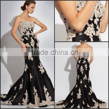 2014 New Arrive Dignified and Elegant Evening Dress with Appliques High Quality Sweetheart Evening Dress