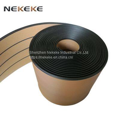 NEKEKE 25 Meter Roll 200mm Wide With Black Caulking Line Synthetic Teak composite PVC decking