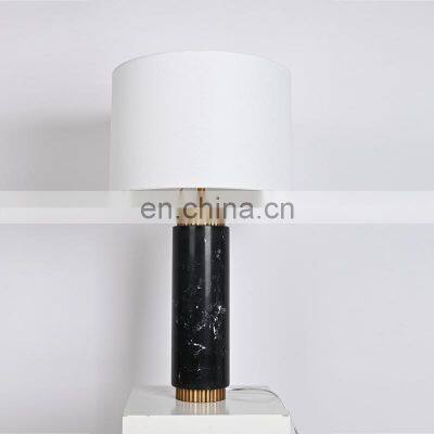 Nordic Design Marble Steel Lamp body Column Striped Alabaster Table Lamp