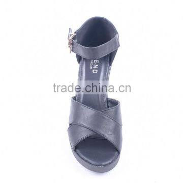 Newly Latest Ladies Cheap Fancy Wedge Slippers Shoes and Sandals With Golden Buckle photo-3