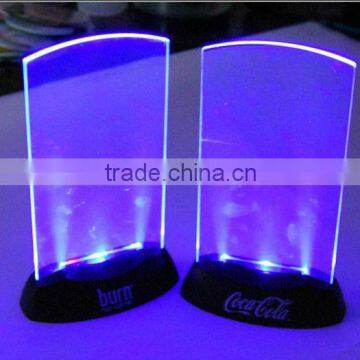 Battery operated acrylic led menu holder with RGB color