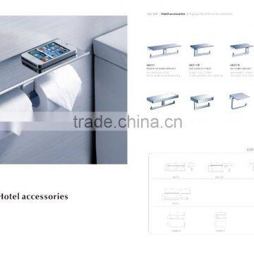 stainless steel bathroom shelf with toilet paper holder / wall mounted bathroom shelf / bathroom accessory