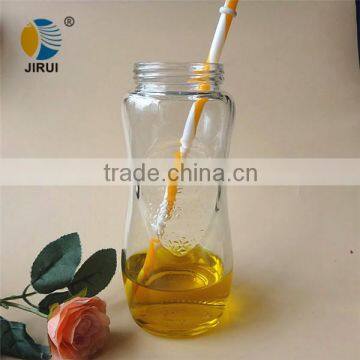 Glass Drinking Bottle With Plastic Straw Wholesale
