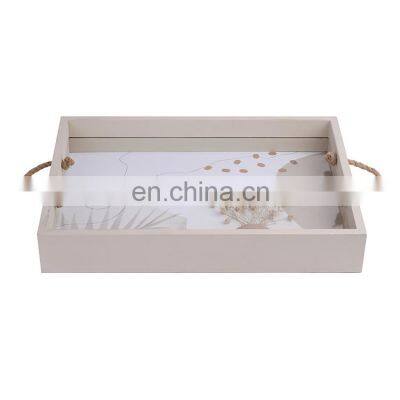 K&B wholesale multifunctional wooden serving decorative tray with handles for table decor