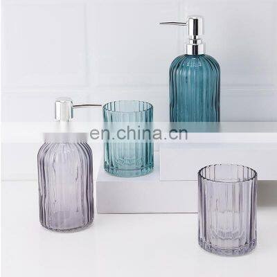 Wholesale glass bathroom set include soap dispenser