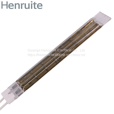 Shortwave 3000W 400V 1100Mm Double Semi Plated Gold Tube Ceramic Heating Lamp Ir Halogen Infrared Lamp Gold Lamp