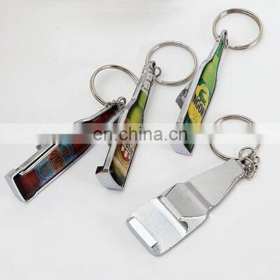 Promotional Giveaways Zinc Alloy Custom Keychain Bottle Opener Epoxy Design Beer Bottle Shaped Keyring