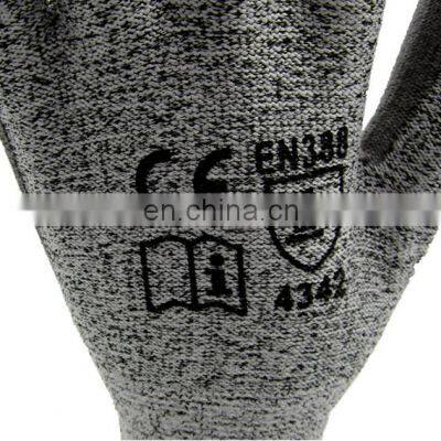 HPPE En388 Glass Garden Protective Anti Cut Level 5 PU Coated Construction Work Safety Cut Resistant Gloves photo-5