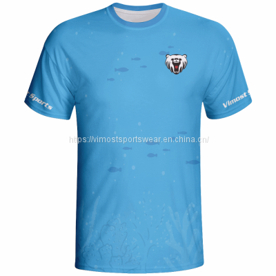 high quality sublimated t-shirts with blue color