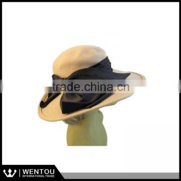 Wide Brim Felt Bow Vintage Hat