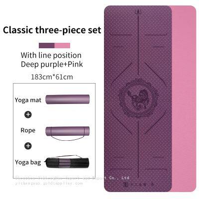 Eco Friendly Natural Custom Printed Exercise 6mm TPE Yoga Mat photo-3