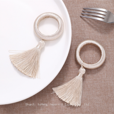 Elegant Home Textile Macrame Napkin Ring With Tassel for Wedding Christmas Holiday Party Dinning Table Decoration photo-2