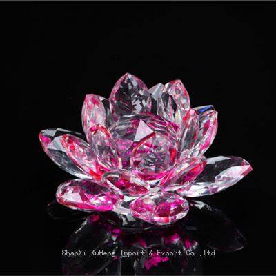Colored Artificial Crystal Candle Holders Flower Buddhist Candlestick Glass Lotus Base Lanterns Candles Decoration Jars photo-5