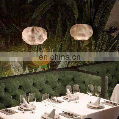 Custom Kitchen Restaurant Dining Table Alabaster Metal Chandelier Lamp Luxury Hanging Decorative Marble Pendant Light