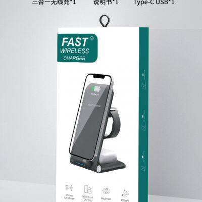 Wireless Charger Charging Station 3 in 1 Android Dock Clock Alarm for Phone and Watch and Earbuds photo-5