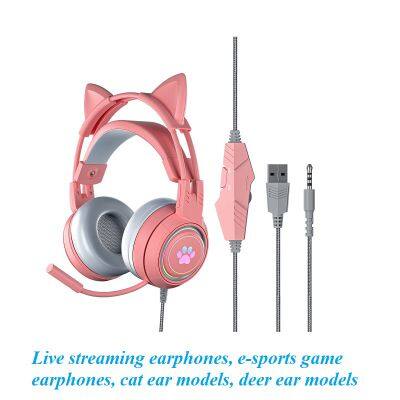 Live streaming earphones, e-sports game earphones, cat ear models, deer ear models