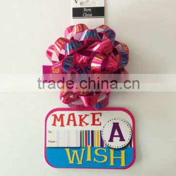 Birthday party ribbon bow with colours printing on Greeting card for celebration birthday party