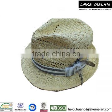 100% Paper Straw Hat With Feather For Men SS16