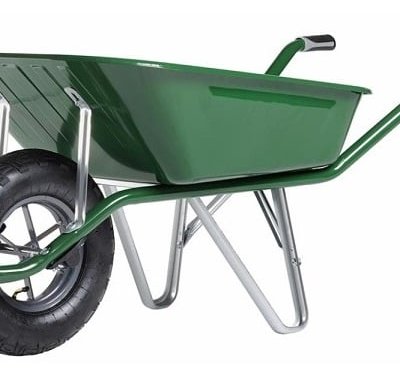 Construction Grade Wheelbarrow with Solid Tire - 120kg Dynamic Load & 80L Volume