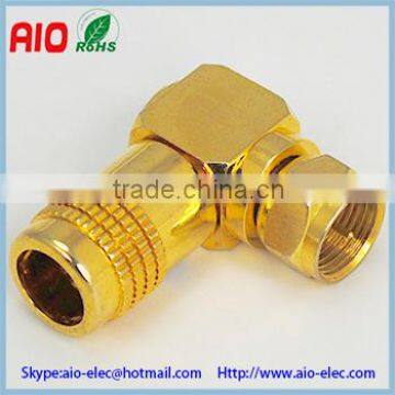 F type male RF connector 90 degree right angle for RG213 and CATV TV antenna