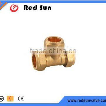 HR7030 factory manufacture brass water cooper pipe compression tee fittings