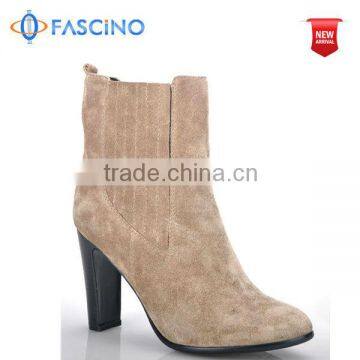 Brown leather high heel boots