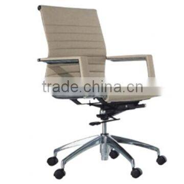 High quality comfortable thin leather office chair with locking casters