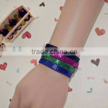 Wholesale Cheap Glitter PU Leather Wristband