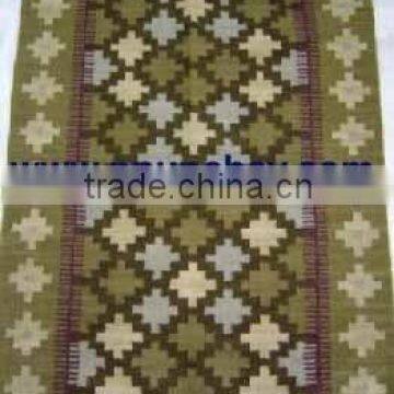 Woven wool Tapestry / Woven wool Rug / Woven wool Wall Decor 34x23" Peru Green color