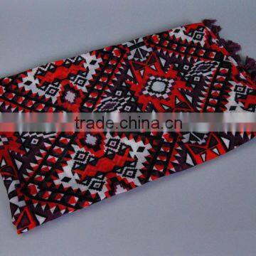 New Style Tassel Geometry Printed Cotton Voile Scarf