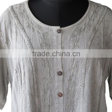 High quality Designer Boho Embroidered Tunics Kaftan Casual Tshirt Wholesale