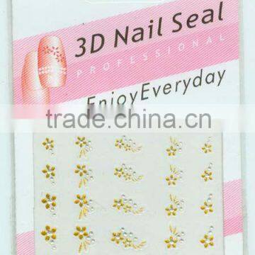 gold cute flower nail tattoo sticker