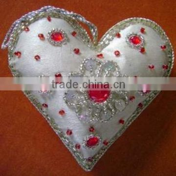 EMBROIDERED CHRISTMAS Heart Shape Decoration