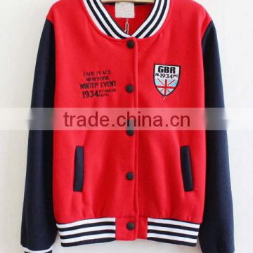 red winter jacket fashion girlds college jacket custom wholesale