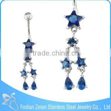 Elegant Blue Star Belly Button Navel Ring Belly Dance Jewelry