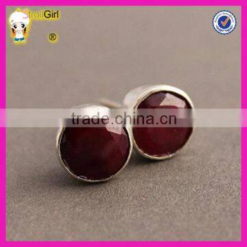 Simple Wholesale Cheap Stud Earring Classic Natural Ruby Stone Earrings photo-4