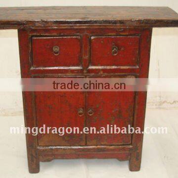 Chinese Antique Red Gansu Cabinet With Two Drawer Two Door 95*30*85cm