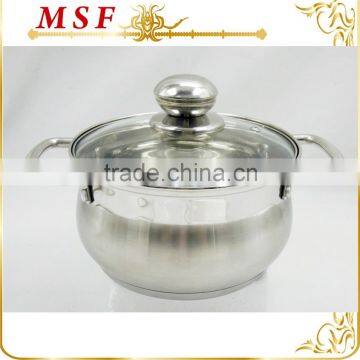 belly shape stainless steel casserole pot with tube handles and induction bottom