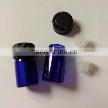 2ml 5/8 Dram Blue Glass Vials, Orifice Reducers, and Black Caps