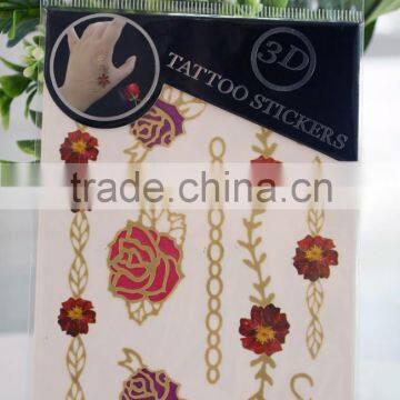 3D Body painting gold tattoo stickers temporary flash tattoos