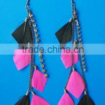 Lovely goose feather earrings-4610