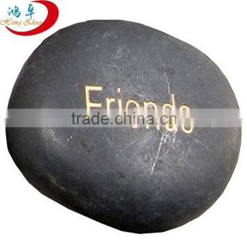 Engraved black river stones craving " Friends" inspired letters