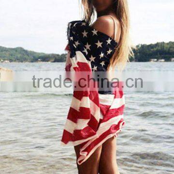 Square Shape and Printed Pattern USA Flag Logo printing beach towel