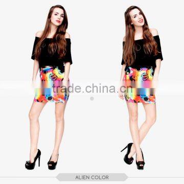 Women Fashion Alien Color Sex Girls Tight Slim Mini Skirt High Quality 3d Digital Full Print Custom Hot Sale Tube Stretchy Skirt