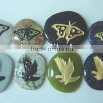 Carved hot seller gemstone carved jewelry pocked stone