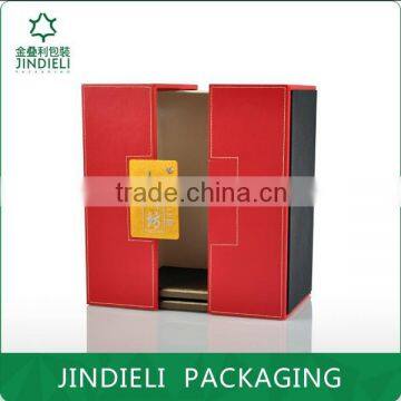 Red leather double door white spirit packaging box