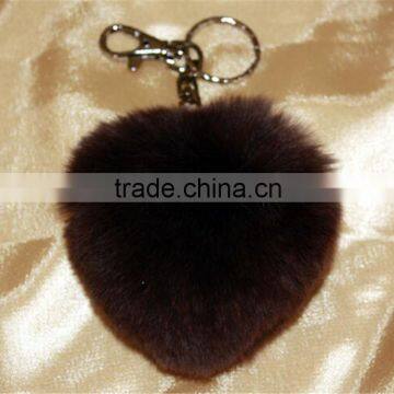 2016 New Fashion Heart Shape Geniune Rabbit Fur Ball Keyrings Fur Accessori photo-3