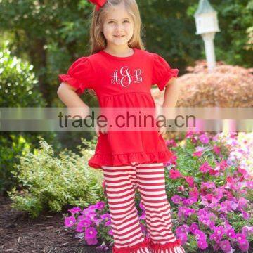 Top and Pants Ruffle Outfit for Kids Red Cotton Ruffle Top for Children New Design photo-3