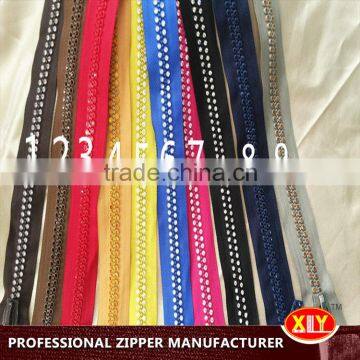 shenzhen xly key lock slider polyester tape diamond zipper , clothing zipper